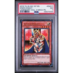 2012 YU-GI-OH! LEGENDARY COLLECTION 3 MEGA-PACK EN017 KING'S KNIGHT 1ST ED PSA 7